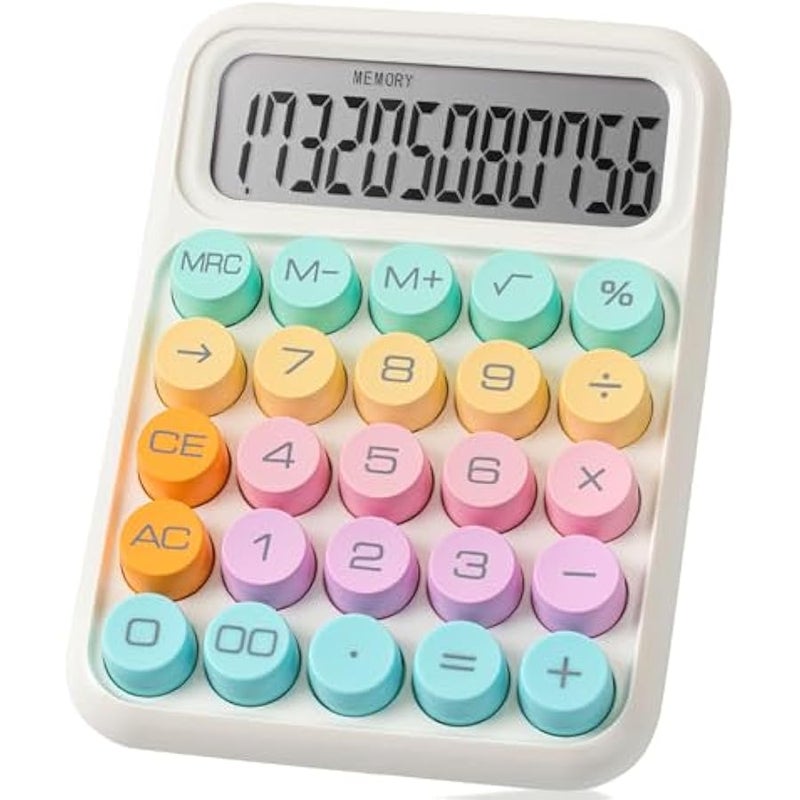 - Mechanical Switch Calculator, 12Digits, Large LCD Display, Colorful Calculator Big ons - Image 1