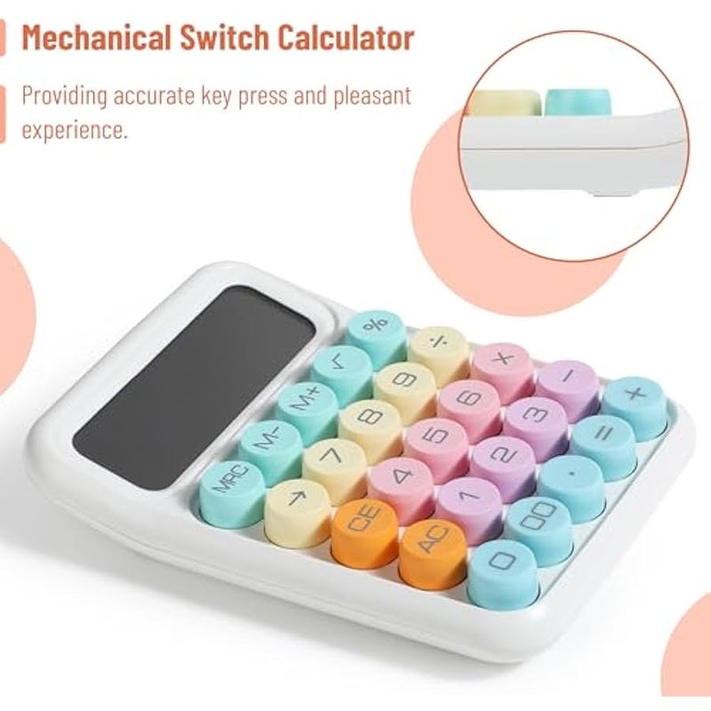 - Mechanical Switch Calculator, 12Digits, Large LCD Display, Colorful Calculator Big ons - Image 3