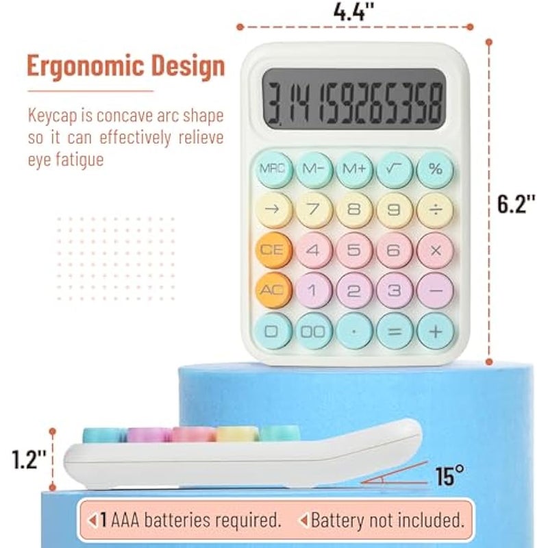 - Mechanical Switch Calculator, 12Digits, Large LCD Display, Colorful Calculator Big ons - Image 2