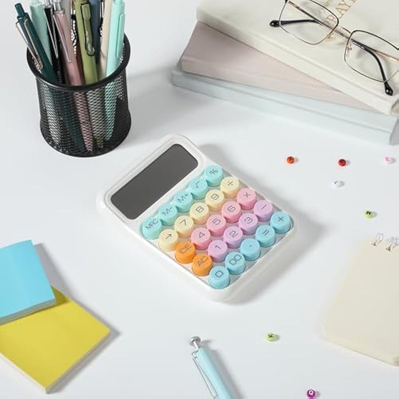 - Mechanical Switch Calculator, 12Digits, Large LCD Display, Colorful Calculator Big ons - Image 5
