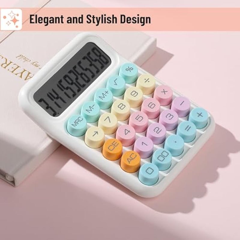 - Mechanical Switch Calculator, 12Digits, Large LCD Display, Colorful Calculator Big ons - Image 4