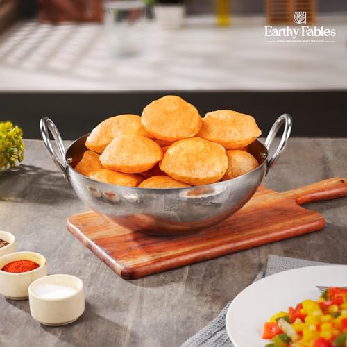 Earthy Fables Hammered Stainless Steel Round Kadhai, 24cm, 2.9Ltr, 1.3kg, Deep Heavy kadai for Cooking and Frying, Food Safe, Toxin Free, no Chemical Coating, Stove & Induction Bottom - Image 5