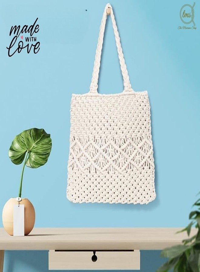 تي إم إس حقيبة كتف مصنوعة يدويًا من المكرمية من تي إم إس - عرض 10 بوصات × ارتفاع 11 بوصة - تصميم بوهيمي أنيق - مواد صديقة للبيئة - قطعة واحدة - Image 3