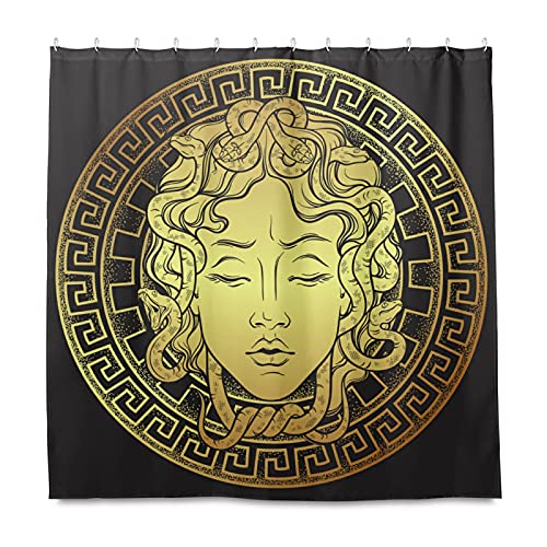 Tarity Black Shower Curtain Waterproof Fabric Shower Curtains for Bathroom with 12 Thicken Hooks Polyester Washable Shower Curtain Set 72X72in Long Cloth Bath Shower Bathtub Curtains Bathroom Decor - Image 1