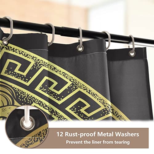 Tarity Black Shower Curtain Waterproof Fabric Shower Curtains for Bathroom with 12 Thicken Hooks Polyester Washable Shower Curtain Set 72X72in Long Cloth Bath Shower Bathtub Curtains Bathroom Decor - Image 5