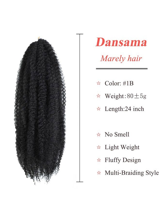 Dansama Marley Hair 24 Inch Marley Twist Hair Afro Twist Marley Braiding Hair for Faux Locs Crochet Hair 3 Packs Synthetic Hair Extensions (24 Inch (Pack of 3), 1B) - Image 2
