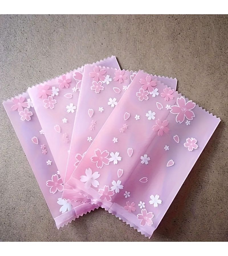 Sakura Style Self Adhesive Plastic Bags 200pcs Resealable Food Storage Bags For Cookies Pastries Snacks Decorative Packaging - Image 4