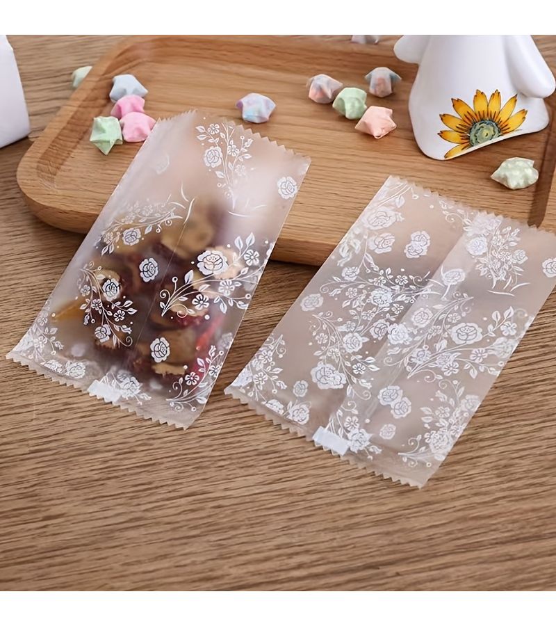 Sakura Style Self Adhesive Plastic Bags 200pcs Resealable Food Storage Bags For Cookies Pastries Snacks Decorative Packaging - Image 1