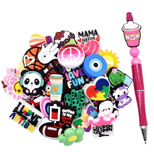 Ibuclein 40Pcs Silicone Focal Beads Bulk Different Random Mix Collections Focal Beads for Pens Keychains DIY Jewelry Making - Image 1