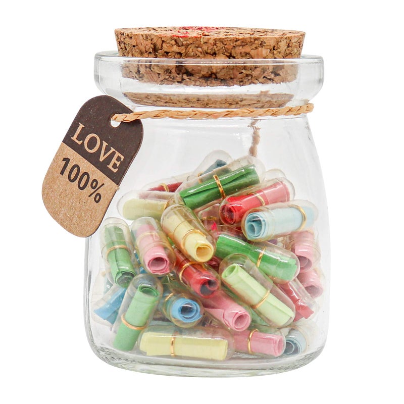 KBFUSHI Capsule Letters Message in a Bottle Valentines Day Gifts for Girlfriend Boyfriend Love Letter for Anniversary BirthdayValentines Day Mothers Day Gift Mixed Color 50pcs