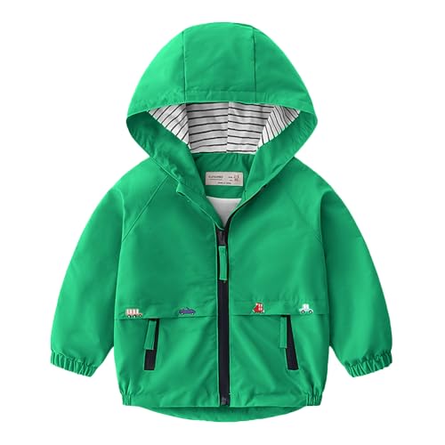 Volunboy Baby Boys Hooded Jacket Toddler Long Sleeve Spring Lightweight Windbreaker Kids Zip Up Fall Windproof Coats (Grass Green, 18-24 Months) - Image 1