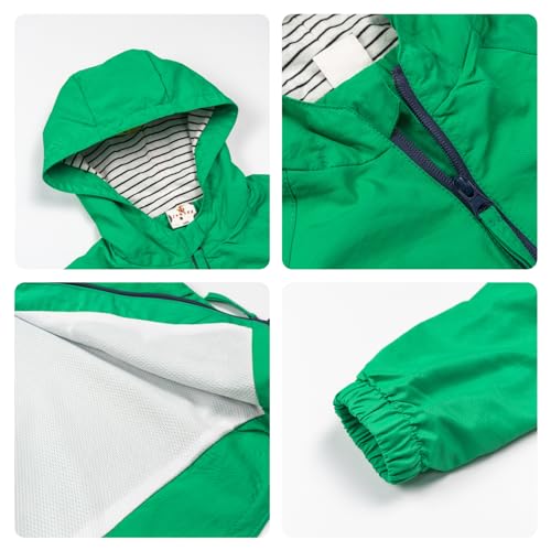 Volunboy Baby Boys Hooded Jacket Toddler Long Sleeve Spring Lightweight Windbreaker Kids Zip Up Fall Windproof Coats (Grass Green, 18-24 Months) - Image 5