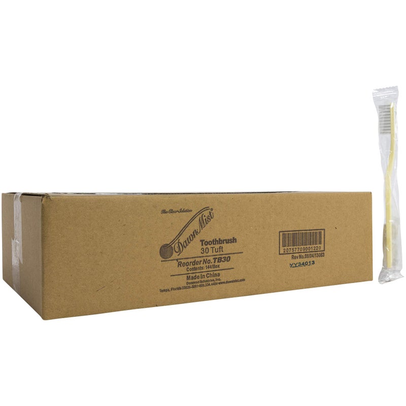 Disposable 30 Tuft Individually Wrapped Toothbrushes Case of 144 Dawnmist