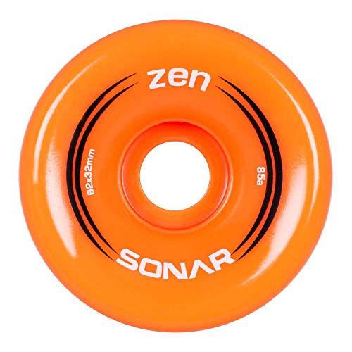 Riedell Zen Wheels - Quad Roller Skate Wheels - 4 Pack of 32mm x 62mm 85A Wheels | Orange - Image 2