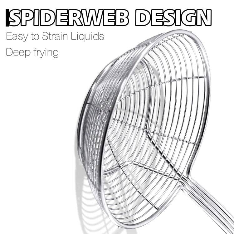 Anaeat Stainless Steel Spider Strainer Skimmer - Solid Kitchen Strainer Ladle with Long Handle for Cooking and Frying, Reinforced Double Coil Slotted Spoons for Pasta, Noodle, Spaghetti (7 Inch) - Image 3