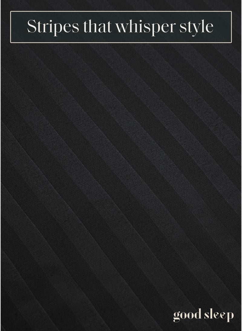 Good Sleep Premium Striped Duvet Set – 6-Piece Black | King Size 220x240 cm | Ultra-Soft, Wrinkle-Resistant & Made in Dubai | Includes Duvet Cover, Fitted Sheet & 4 Pillowcases  - Image 5