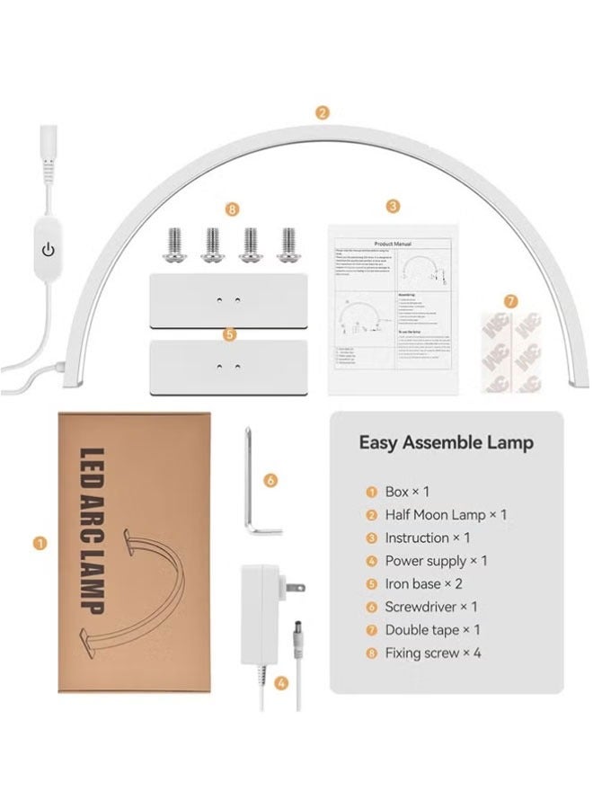 Professional Arch Light For Nail Techs | High-Quality Half Moon Light For Desk - Dimmable Lamp with Touch Controller (3000K-6000K)，Suitable for Manicure, Beauty Salon & Craft Lighting - Image 4