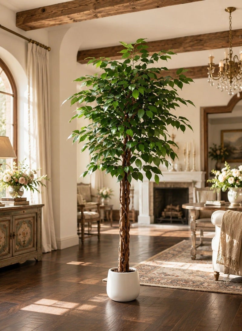 Zvezvia Artificial Green Plants Large Floor Potted Imitation Flowers Fake Trees Indoor Landscape Decoration For Living Room Artificial Ficus Trees  with Silk Leaves,Fake Moss and Sturdy Nursery Pot,Fake Plants for Office Home Decor - Image 1