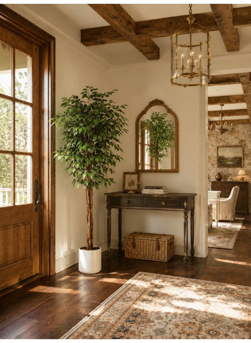 Zvezvia Artificial Green Plants Large Floor Potted Imitation Flowers Fake Trees Indoor Landscape Decoration For Living Room Artificial Ficus Trees  with Silk Leaves,Fake Moss and Sturdy Nursery Pot,Fake Plants for Office Home Decor - Image 3