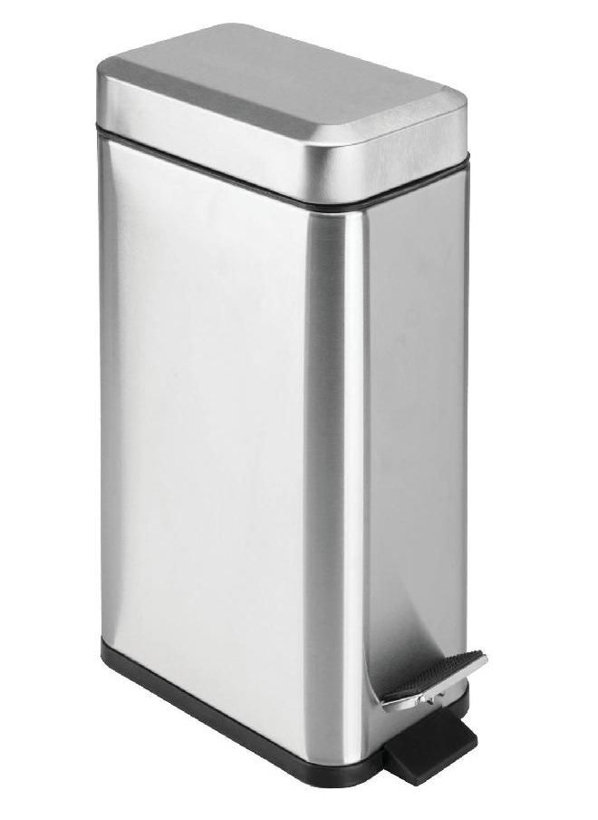 mDesign Small Modern 1.3 Gallon Rectangle Metal Lidded Step Trash Can, Compact Garbage Bin with Removable Liner Bucket and Handle for Bathroom, Kitchen, Craft Room, Office, Garage - Brushed Chrome - pzsku/Z22DC87999BAC20FA75D3Z/45/_/1692952205/db743b51-5624-4faa-9e61-205c4b4065ae