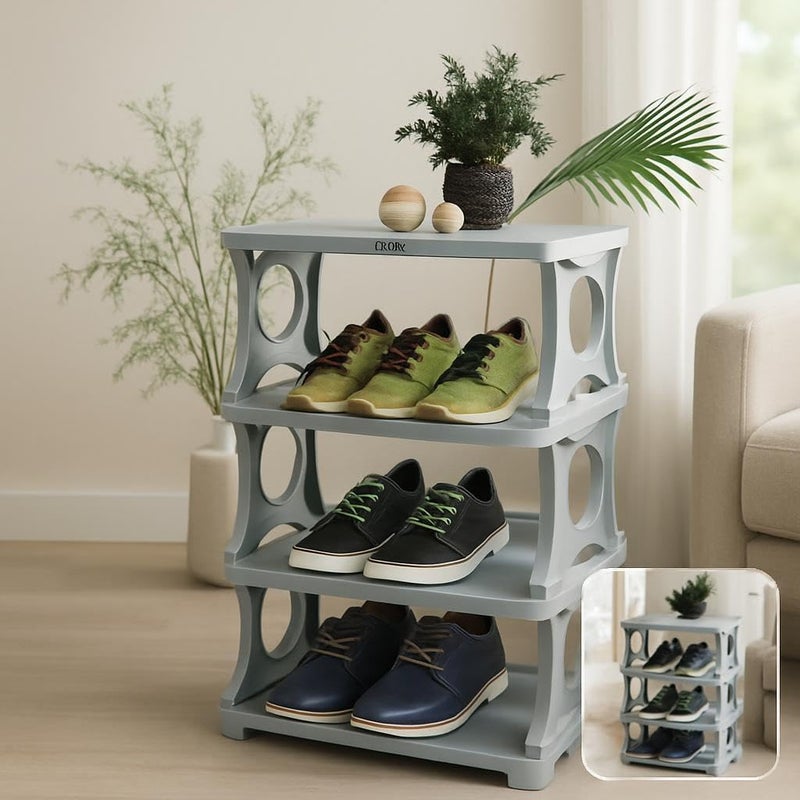 Fitto Multi-Layer Stackable Shoes Rack - 4 Layer Space-Saving Shoe Shelf - Image 3