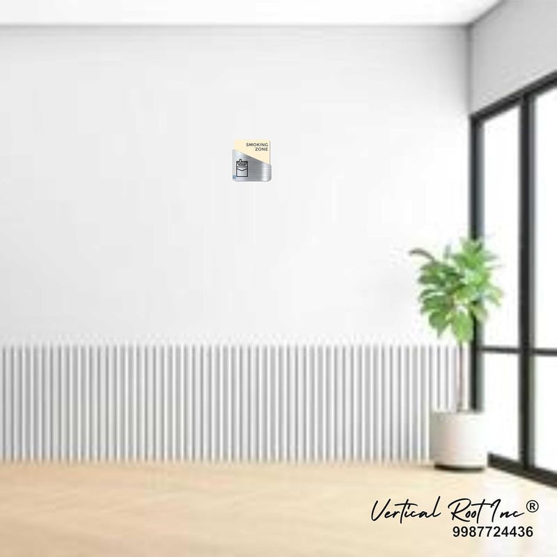 Vertical Root Inc ® Premium Cream Brush Silver Acrylic 5.5 x 5.8 INCH Smoking Zone Door Easy to Mount 3M Tape Stickers for Hotel Office Resort Society Company Factory Corporate Business Glass. - Image 3