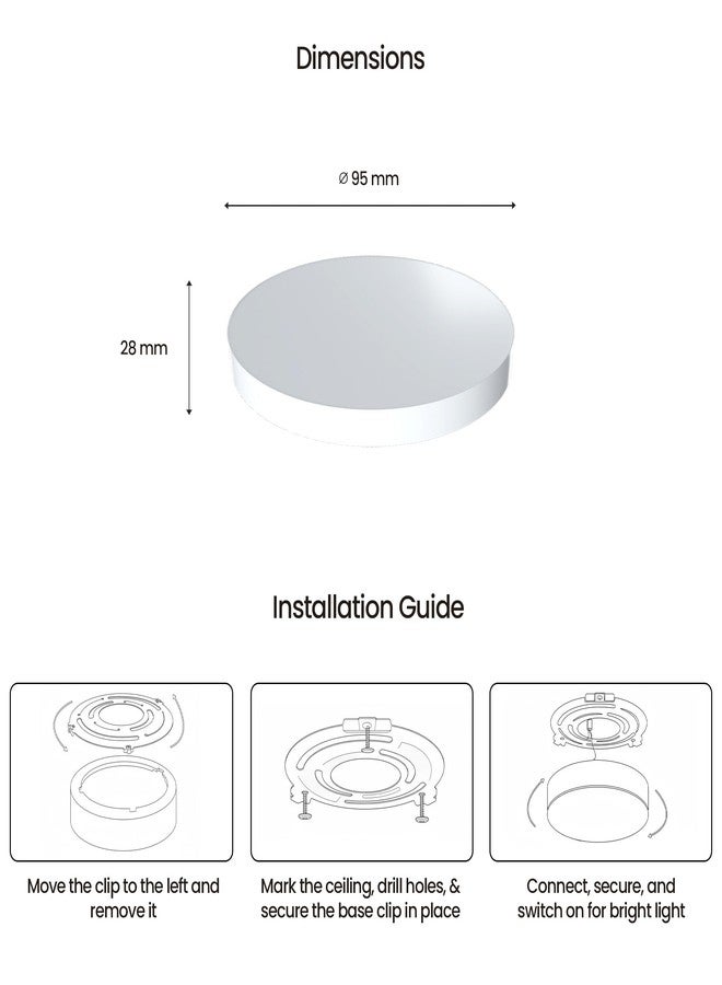LEDURE 10W Meta Surface Light | Round Surface-Mount Ceiling Light for Indoor Use | 800 Lumens Energy Efficient LED Downlight for Home | (Cool White) | Pack of 1 - Image 2