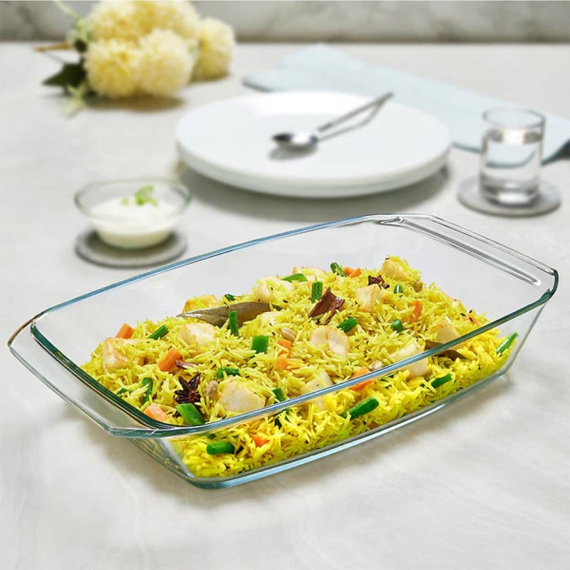 Borosil Rectangular Baking Dish 3 Liter  - Borosilicate Glass, Oven & Microwave Safe clear 3Liters - Image 4