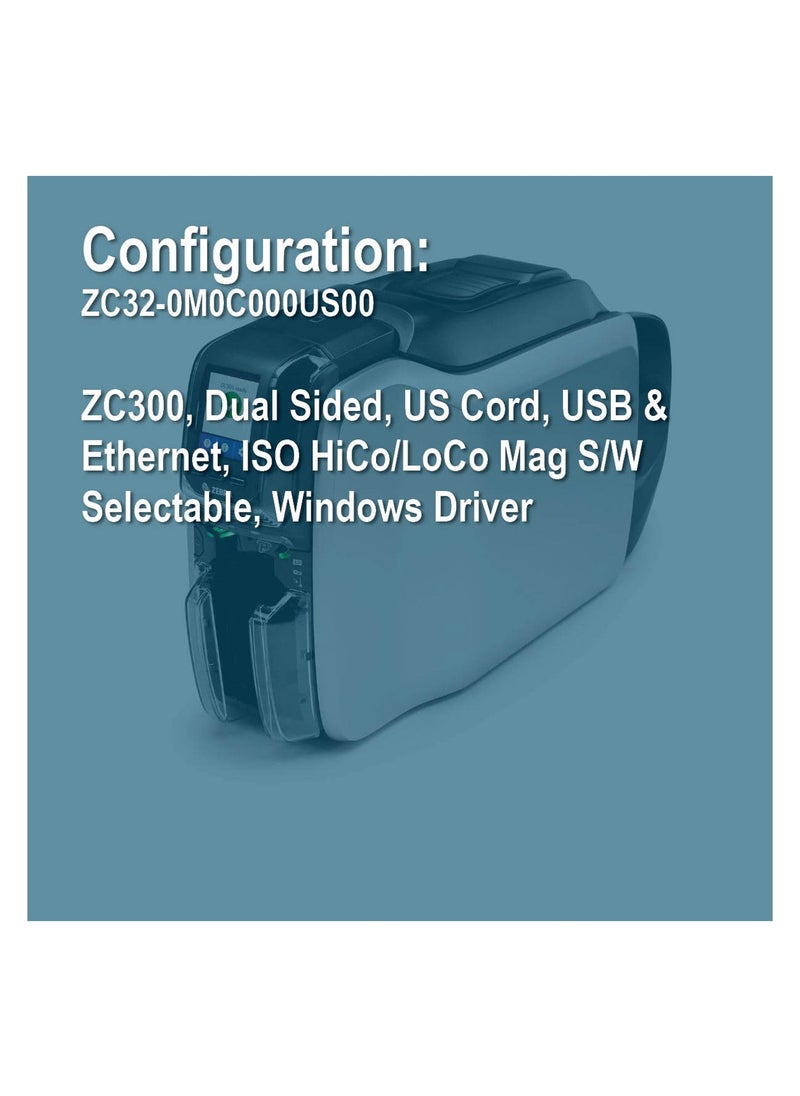 ZEBRA - Zebra ZC32-0M0C000US00 ZC300 Duplex ID Card Printer - Image 1