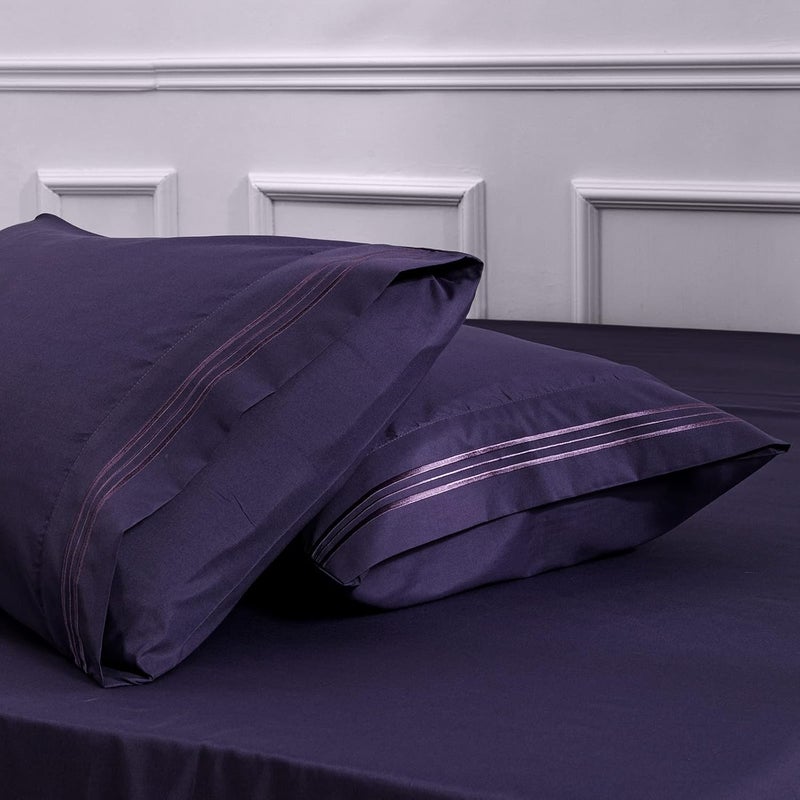 Aormenzy Microfiber Pillow Cases - Standard Size Set of 2-1800 Thread Count Ultra Soft Purple Pillowcases - Wrinkle Resistant Pillow Covers with Envelope Closure - 20" x 26" - Image 3