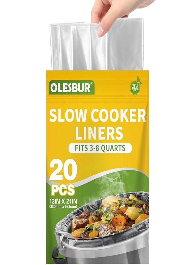 OLESBUR Slow Cooker Liners, 13"x21", 20 Count, Fits 3-8 Quarts, Disposable Pot Liners Compatible with Crockpot, Oval Large Size, BPA-Free Cooking Bags, Kitchen Accessories, Cook with Ease