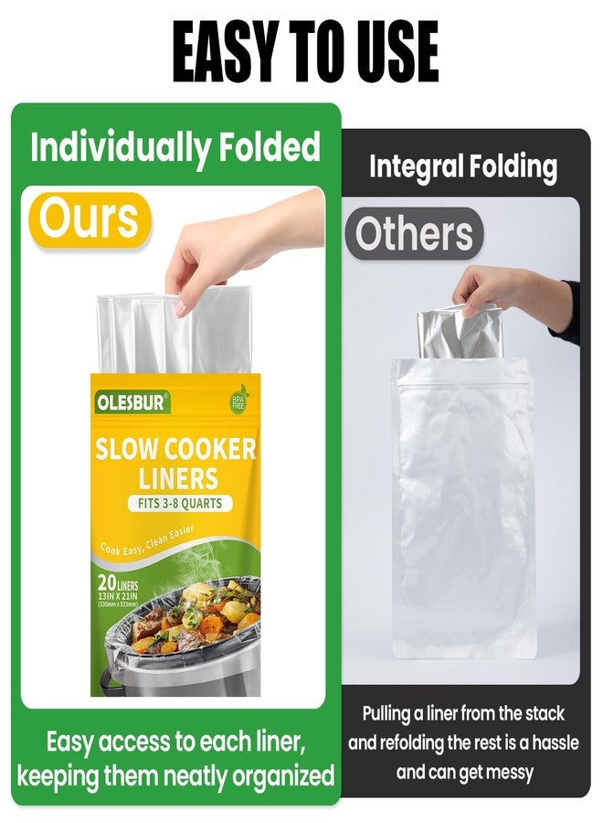OLESBUR Slow Cooker Liners, 13"x21", 20 Count, Fits 3-8 Quarts, Disposable Pot Liners Compatible with Crockpot, Oval Large Size, BPA-Free Cooking Bags, Kitchen Accessories, Cook with Ease - Image 5