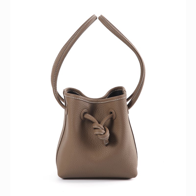 Export Japanese Bags Niche Bucket Bag Bond Mini First Layer Cowhide Drawstring Crossbody Bag Women'S Small Bag - Image 2