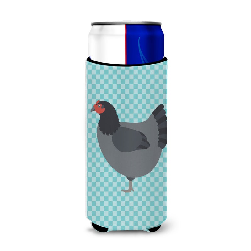 Caroline's Treasures ""Caroline's Treasures Jersey Giant Chicken Blue Check Decorative Can Hugger  Slim  Multicolor""