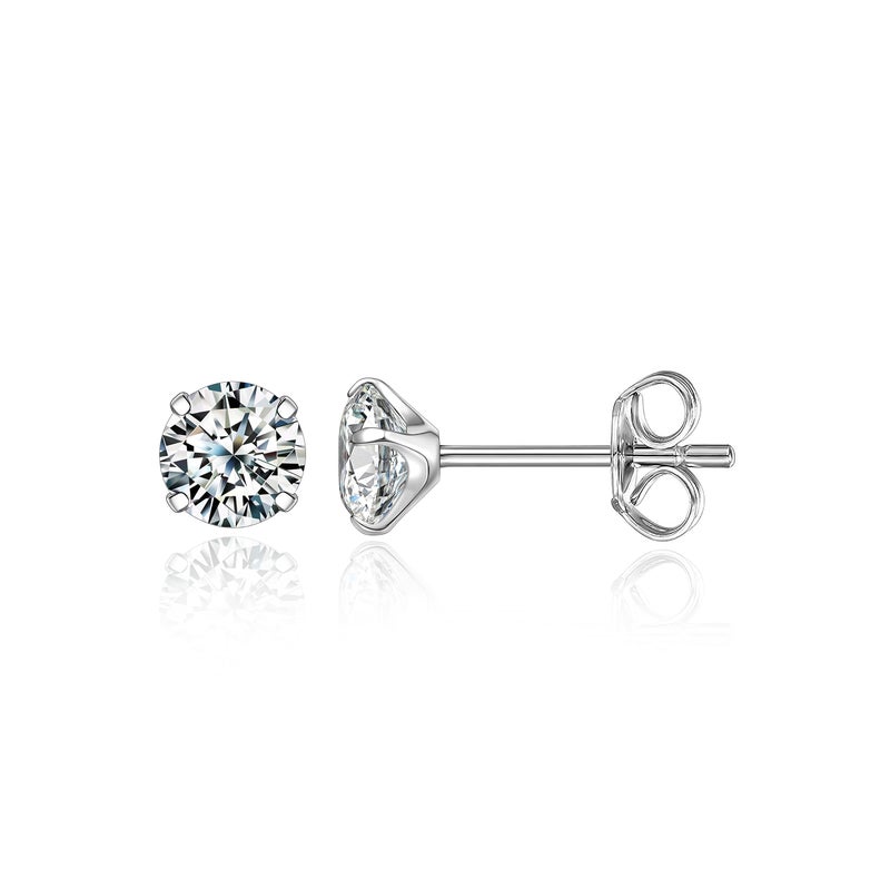 Limerencia G23 Pure Titanium Earrings F136 Implant Grade Titanium Studs 20G Hypoallergenic Round Cubic Zirconia/Princess-Cut/Square/Ball Earrings for Women Men Sensitive Ears(3mm Cubic Zirconia) - Image 1