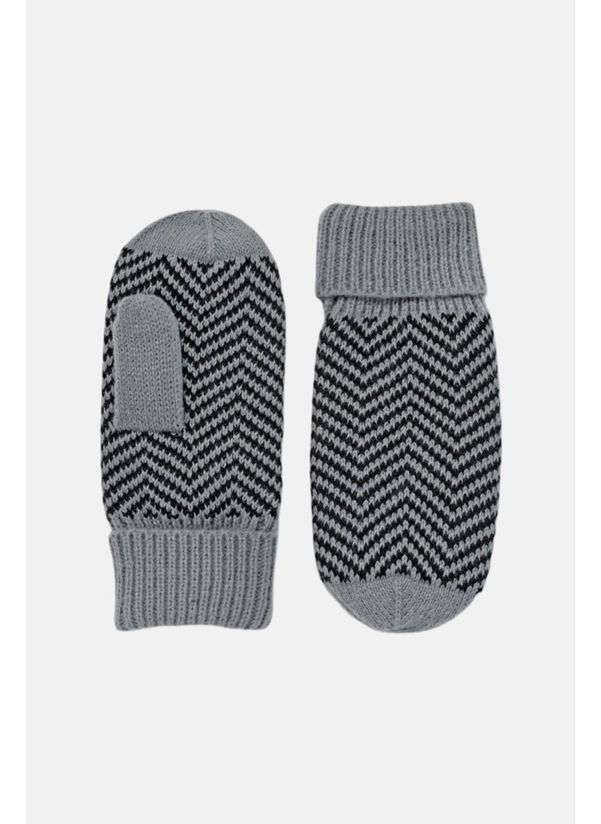 Tchibo Men Knitted Allover Print Gloves, Black  - Image 2
