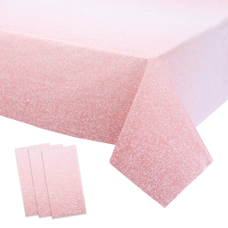 Kesfey 3 Packs Ombre Rose Gold Tablecloth 54 x 108 Inch Gradient Pastel Rose Gold Sequin Table Cloths Rectangle Disposable Plastic Rose Gold Sprinkle Glitter Table Cover for Birthday Party Decorations - Image 1
