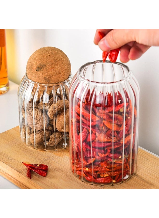 طقم علب تخزين زجاجي بغطاء خشبي محكم الاغلاق - Image 3