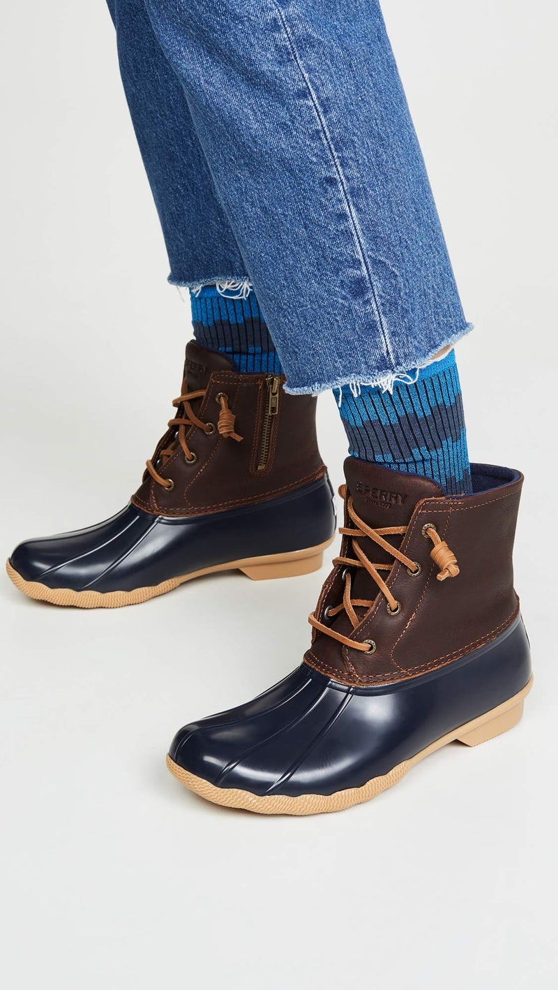 Sperry Women's Saltwater Boots, Tan/Navy, 8 Wide - Image 2