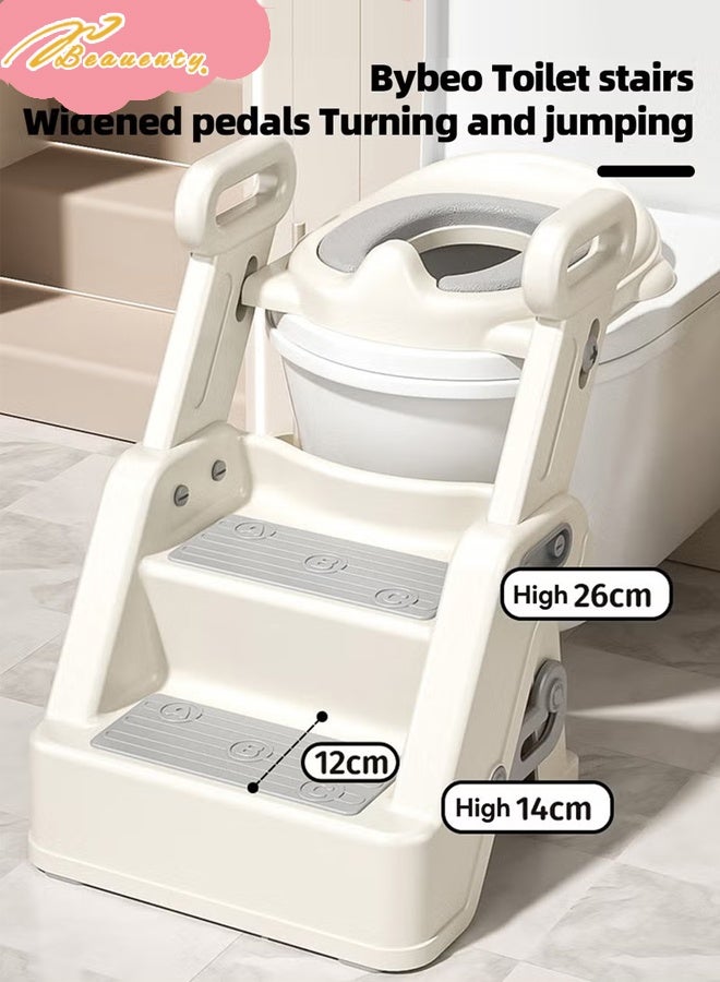 Beauenty 2-In-1 Baby Toilet Seat, Kids Potty Training Seat, Adjustable Baby Potty Seat With Ladder, Foldable Kids Potty Chair with Anti-Slip Pads - Image 5