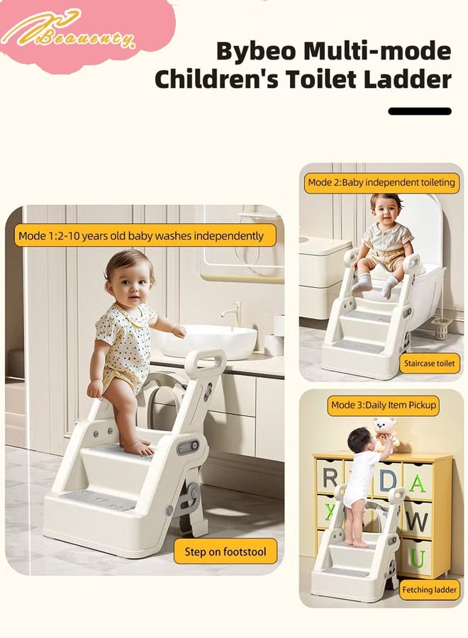 Beauenty 2-In-1 Baby Toilet Seat, Kids Potty Training Seat, Adjustable Baby Potty Seat With Ladder, Foldable Kids Potty Chair with Anti-Slip Pads - Image 3