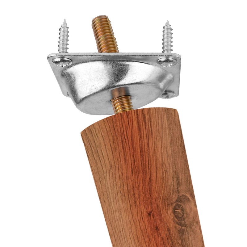 Anwenk 14 Degree Angled Leg Mounting Plates Furniture Table Leg Attachment Plates Brackets T-Plate M8 Sofa Legs with Hanger Bolts,Converters, Screws,Full Set of 4 - Image 4