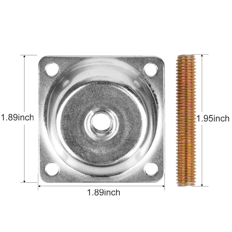 Anwenk 14 Degree Angled Leg Mounting Plates Furniture Table Leg Attachment Plates Brackets T-Plate M8 Sofa Legs with Hanger Bolts,Converters, Screws,Full Set of 4 - Image 3