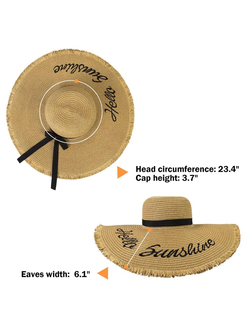 KASTWAVE Womens Bowknot Straw Sun Hat, KASTWAVE Floppy Summer Beach Cap with Bow Neck Cover UPF 50+ UV Protection Wide Brim Folding Visor Hat Outdoors - Image 2