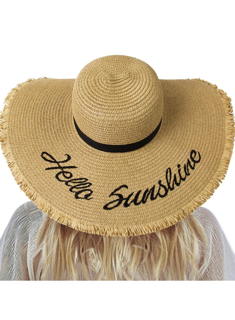 KASTWAVE Womens Bowknot Straw Sun Hat, KASTWAVE Floppy Summer Beach Cap with Bow Neck Cover UPF 50+ UV Protection Wide Brim Folding Visor Hat Outdoors - Image 1