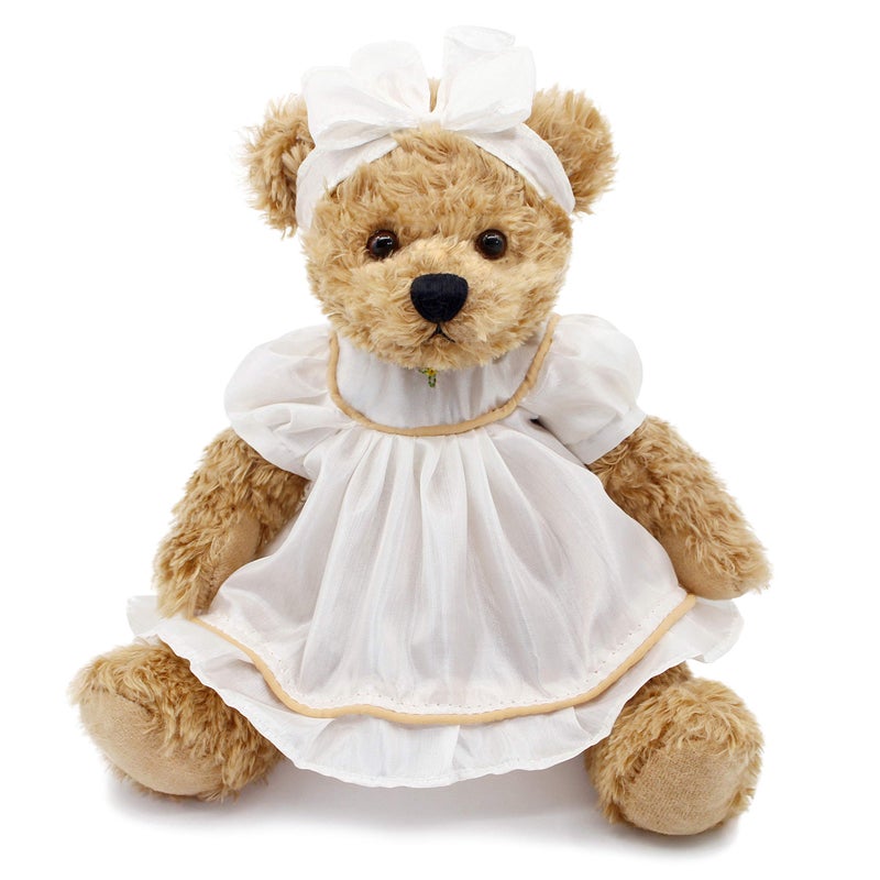 oits cute Oitscute Small Baby Teddy Bear with Cloth Cute Stuffed Animal Soft Plush Toy 10 White Sleepwear - Image 2