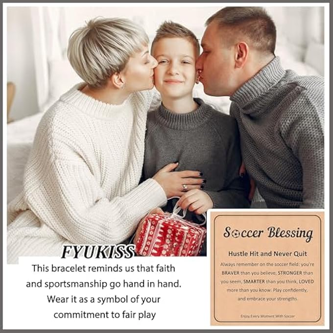 rayihni أساور كرة القدم للأولاد، قابلة للتعديل، سوار كرة القدم مع تعويذة، هدية رياضية لكرة القاعدة وكرة القدم للمراهقين، بطاقة هدية برسالة مخصصة، ملحقات رياضية للمراهقين لعشاق كرة القدم، اللاعبين - Image 4