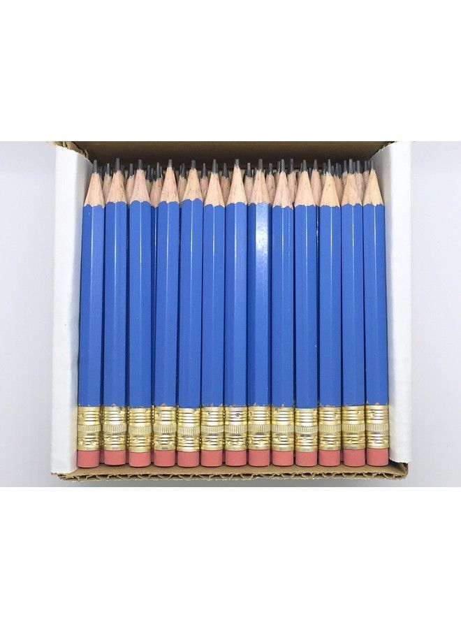 Express Pencils Half Pencils With Eraser Golf Classroom Pew Short Mini Non Toxic Hexagon Sharpened 2 Pencil Color Blue Box Of 72 (Half Gross) Blue Golf Pocket Pencils ™ - Image 1