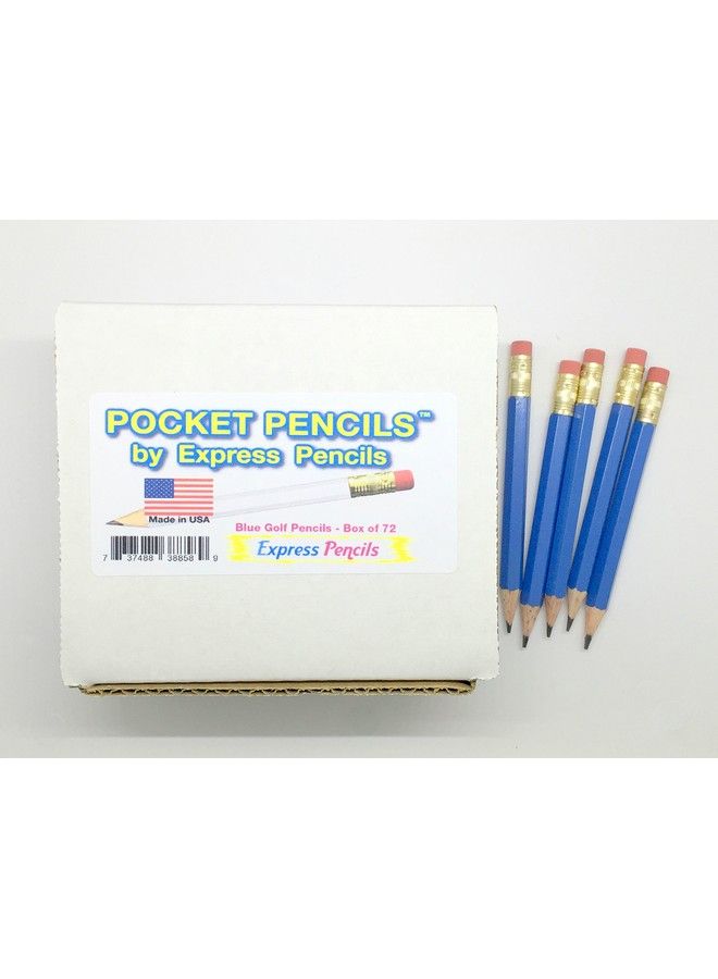 Express Pencils Half Pencils With Eraser Golf Classroom Pew Short Mini Non Toxic Hexagon Sharpened 2 Pencil Color Blue Box Of 72 (Half Gross) Blue Golf Pocket Pencils ™ - Image 4