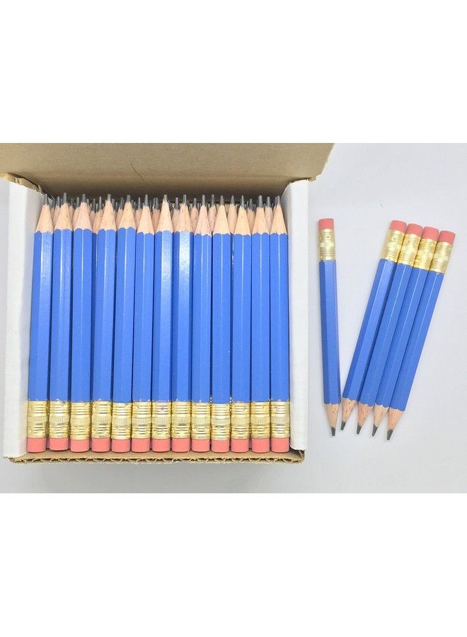 Express Pencils Half Pencils With Eraser Golf Classroom Pew Short Mini Non Toxic Hexagon Sharpened 2 Pencil Color Blue Box Of 72 (Half Gross) Blue Golf Pocket Pencils ™ - Image 3